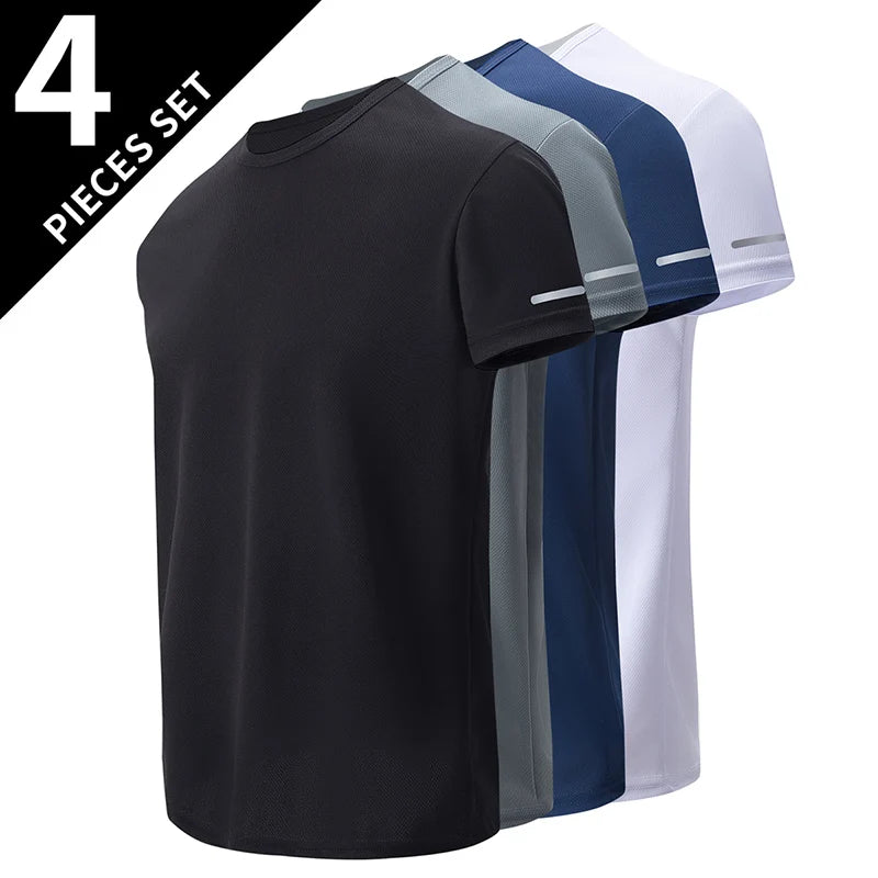 1/2/4 Pcs Men's Leisure Quick-drying Multicolor Short-sleeved Loose and Comfortable Plus Size Teenagers' Sports and Fitness Jack