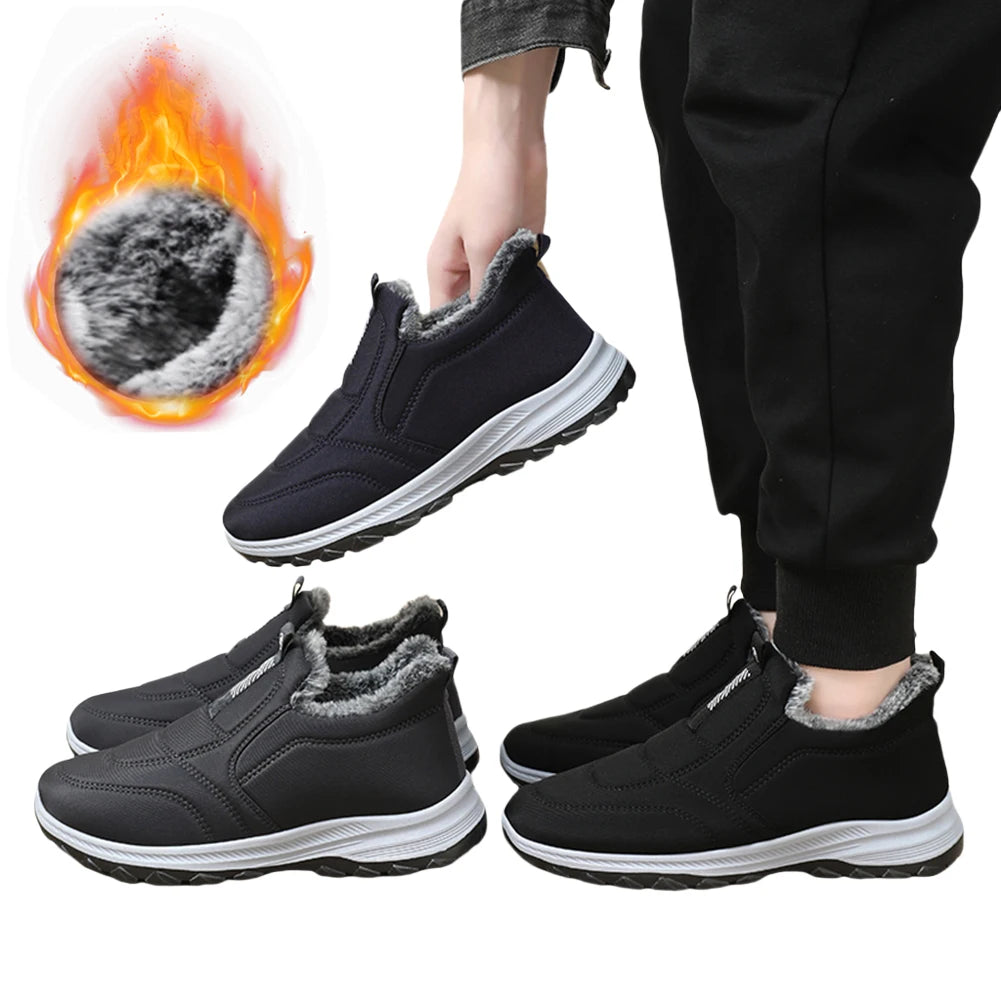 Warm Walking Shoes Lightweight Thermal Ankle Boots Non-slip Slip On Sneakers Winter Thick Fur Shoes for Travel Hiking