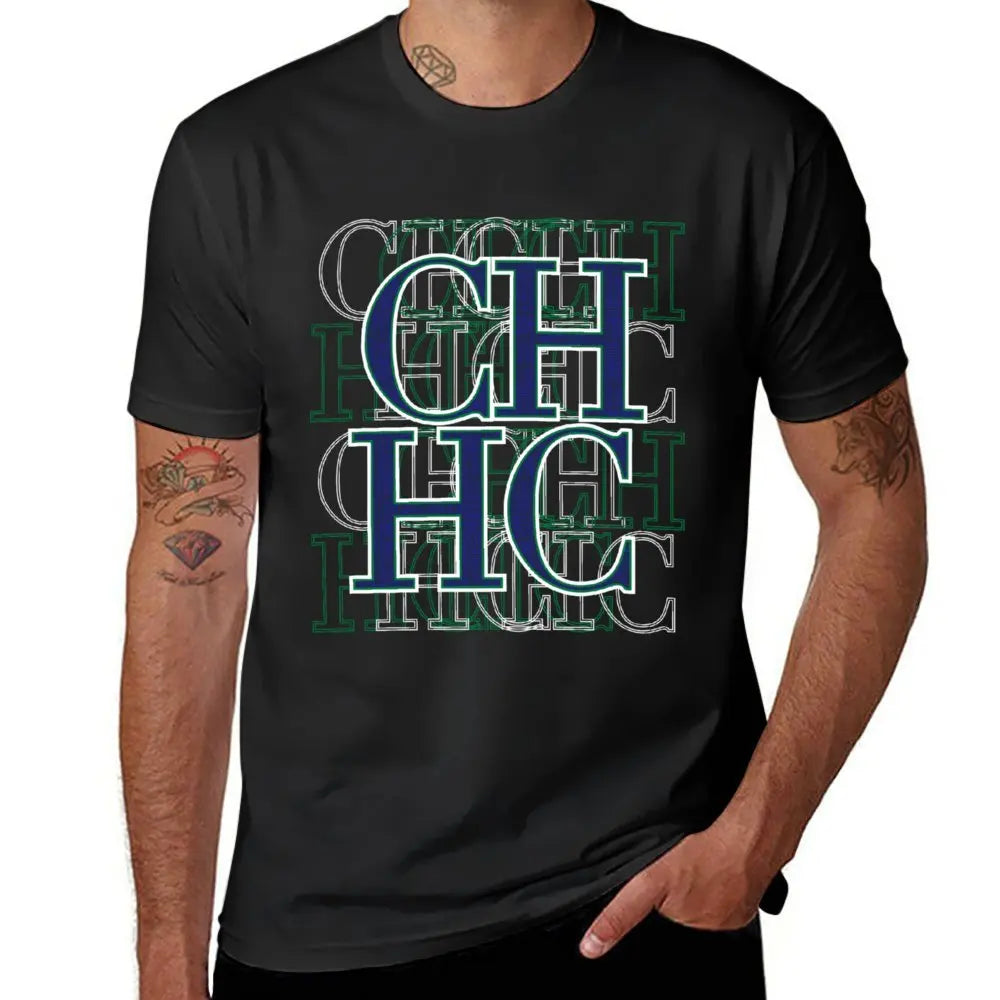 CHCH 2024 Summer New European and American Pure Cotton Short-sleeved Printed Crew Neck T-shirt