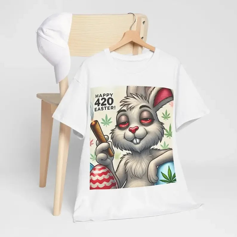 Men 420 Easter Bunny T-Shirt, Funny Stoner Bunny Weed Shirt, Easter 4/20 Gift for Smokers, Happy 420 Easter