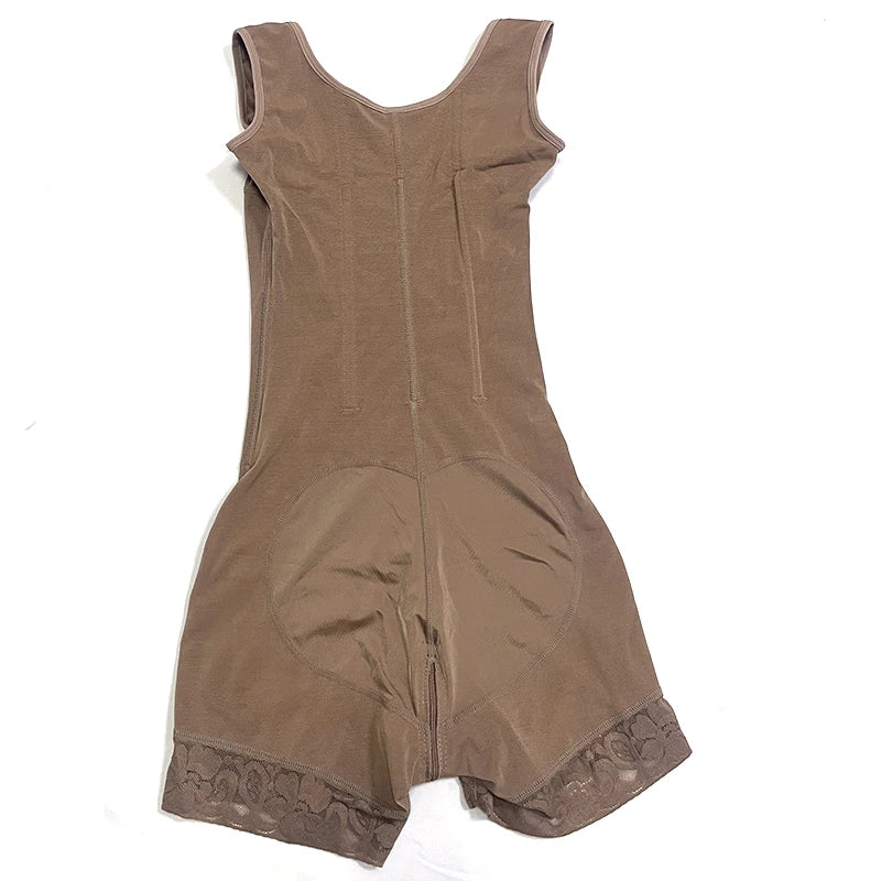 Body Shaper Shapewear Women Bodysuit Colombian Fajas 9-bone High Compression Girdle Double Tummy Control,Open Crotch with Zipper