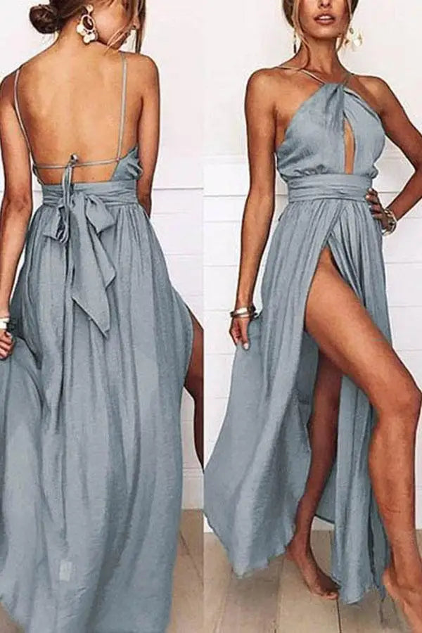 New Women Summer Boho Maxi Long Dress Evening Party Beach Dresses Sundress Backless Halter Dress Summer