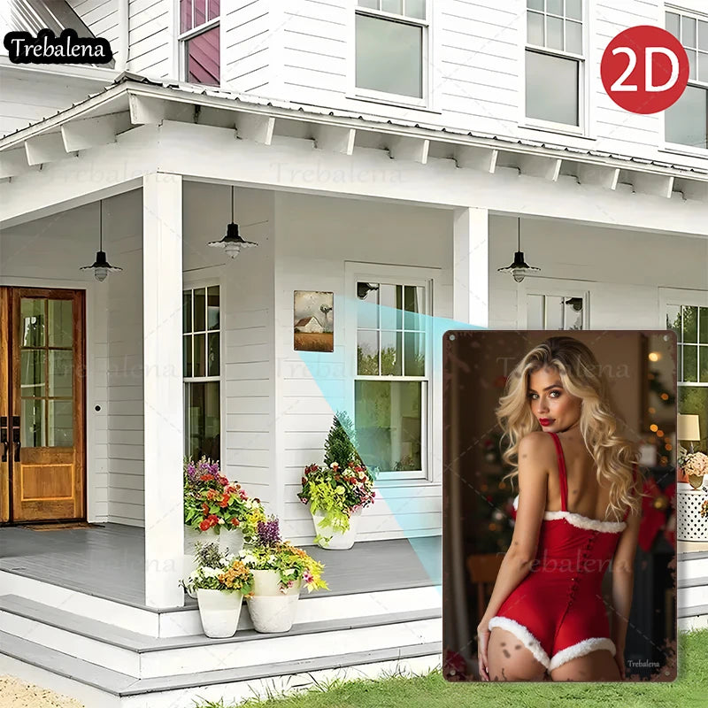 1PC 2D Flat 8*12inch Metal Sign Sexy Santa Style Woman Holiday Scene Artwork