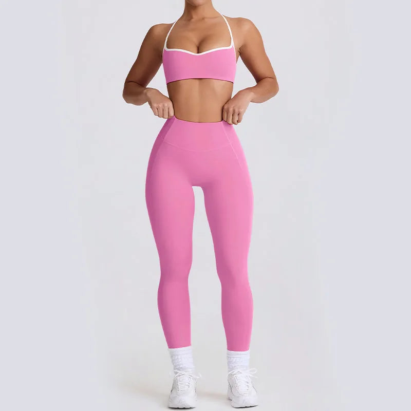 2 Pieces Tracksuit Women Yoga Set Nude Feeling Workout Set Gym Clothes Push Up Fitness Running Sportwear Sport Bra Leggings Suit