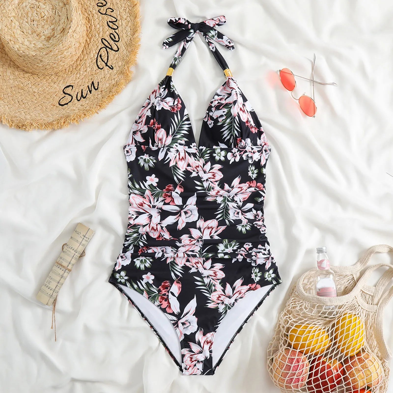 Bathing Suits For Girls Women'S Onepiece Swimsuits Tummy High Waisted Bathing Suit Wrap Tie Back Monokini Maillot De Bain Femme