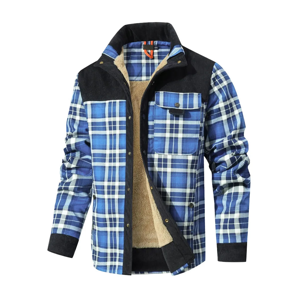 Men's Jackets Winter Windproof Warm Casual Bomber Coat Plaid Sherpa Lined Flannel Outdoor Classic Jacket Men US Size