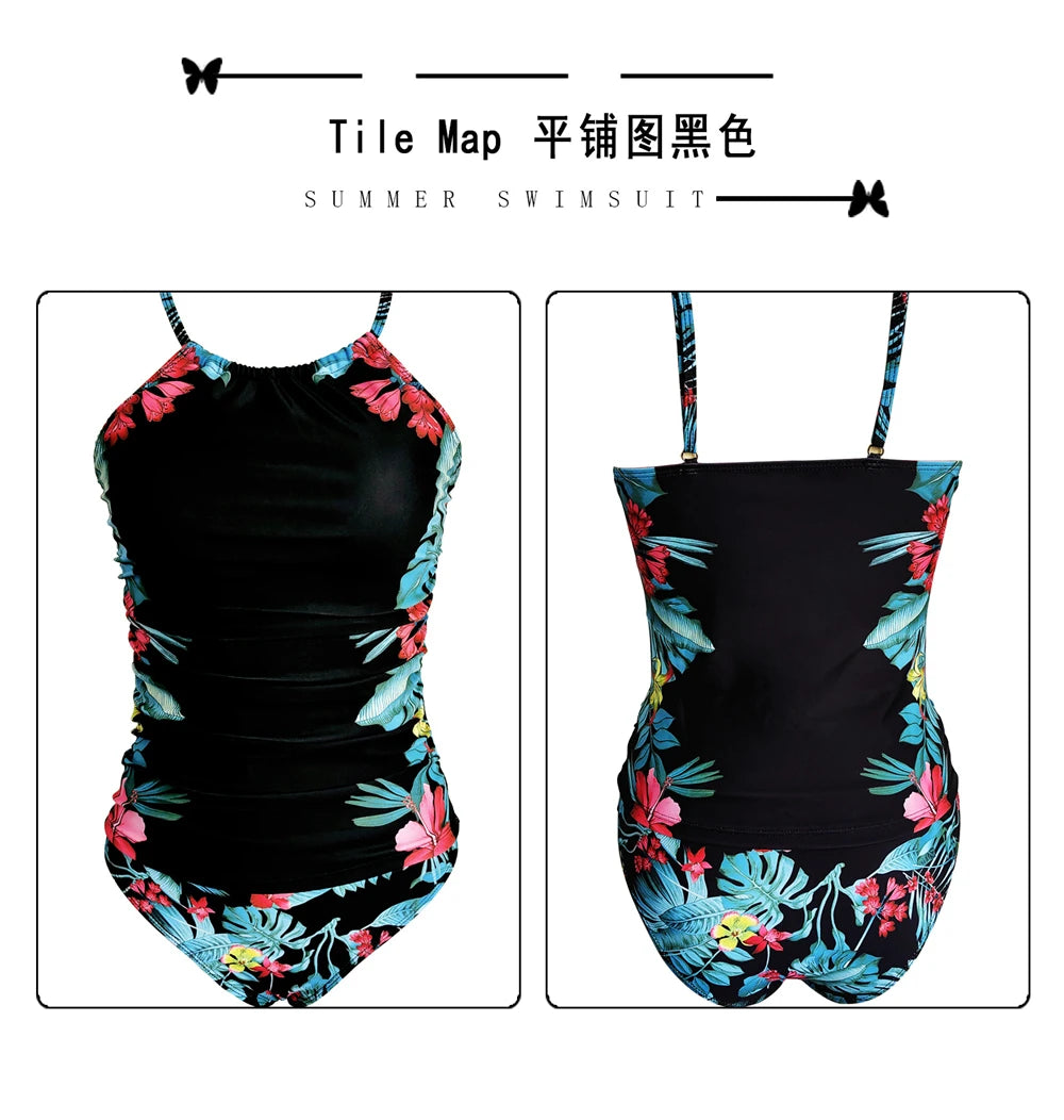 13 Colors Women Conservatively Cover Belly Tankini Set Padded Top With Adjustable Shoulder Straps Elastic Slim Knitted Beachwear