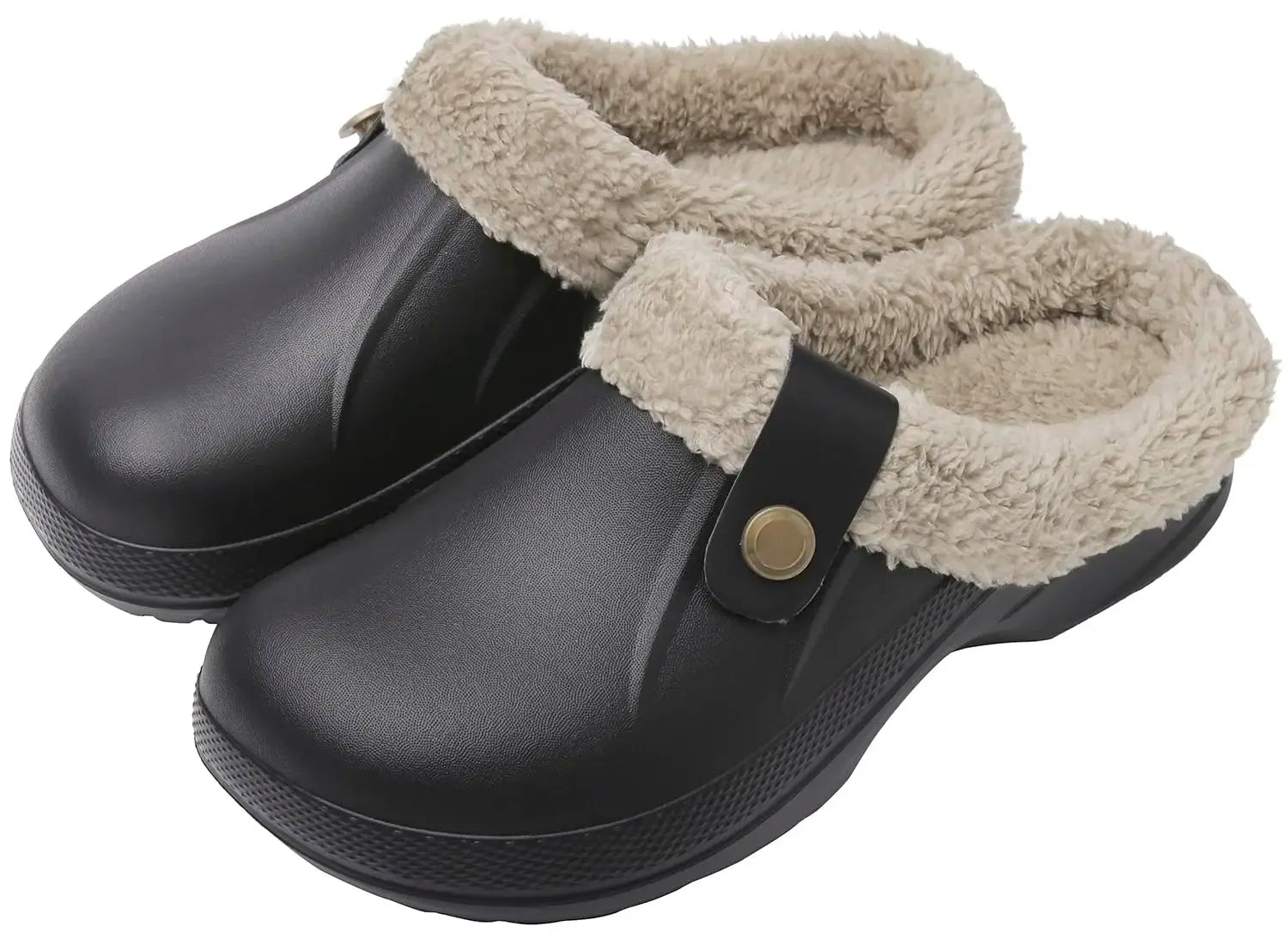 New Men Waterproof Slippers Women Men Fur Clogs Slippers Winter Men Garden Shoes Outdoor Antiskid Mules Indoor Soft House Shoes