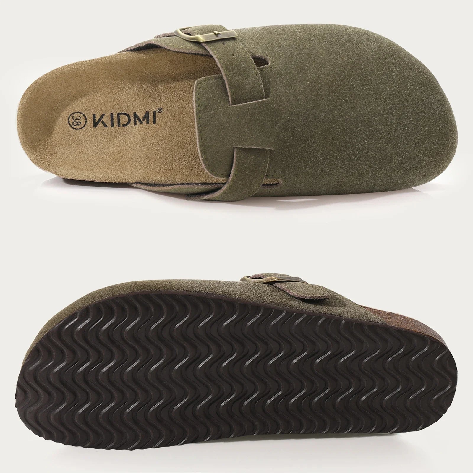 Fashion Women's Suede Mules Slippers Men Clogs Cork Insole Sandals With Arch Support Outdoor Beach Slides Home Shoes