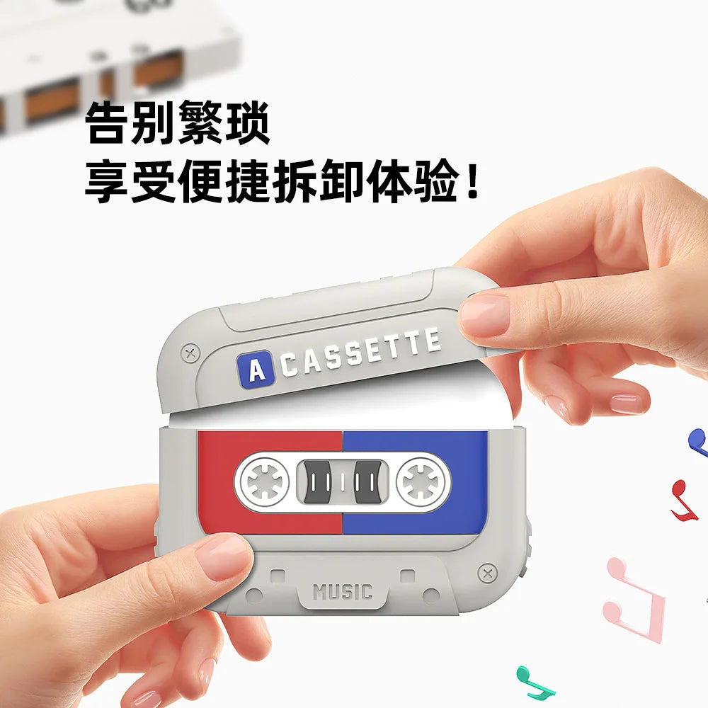 2025 Cassette Tape Case For  AirPods Pro 2 Case Cover Compatible Lanyard Included Shockproof Full Protection For  AirPods 4 Case