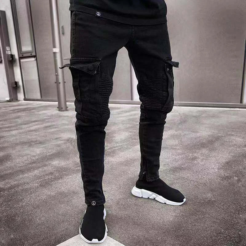 Men s Stylish Cargo Jeans with  Fit Design and Multiple Pockets for Spring and Summer Streetwear Fashion