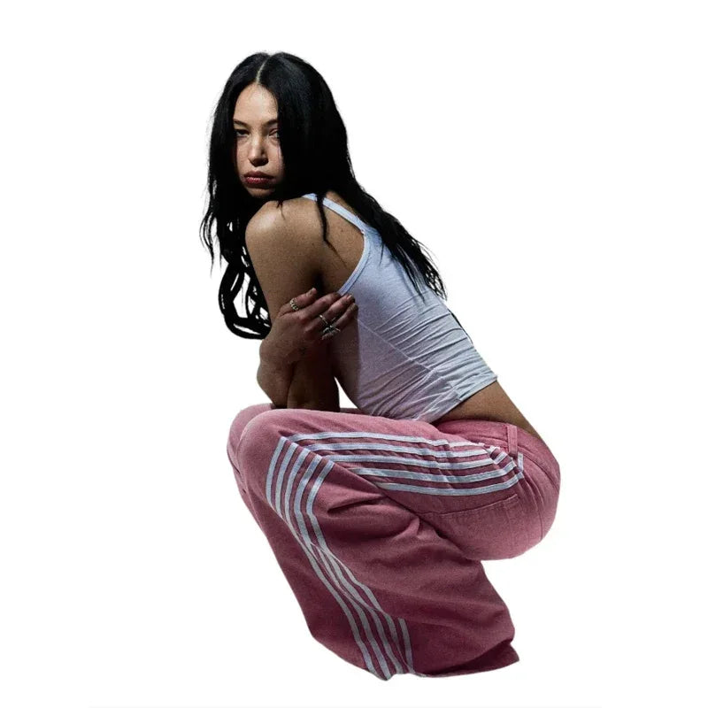 2025 men Jean Fashion high quality Striped Harajuku Jeans women Hip Hop streetwear Casual wide leg Jeans Vintage Jean