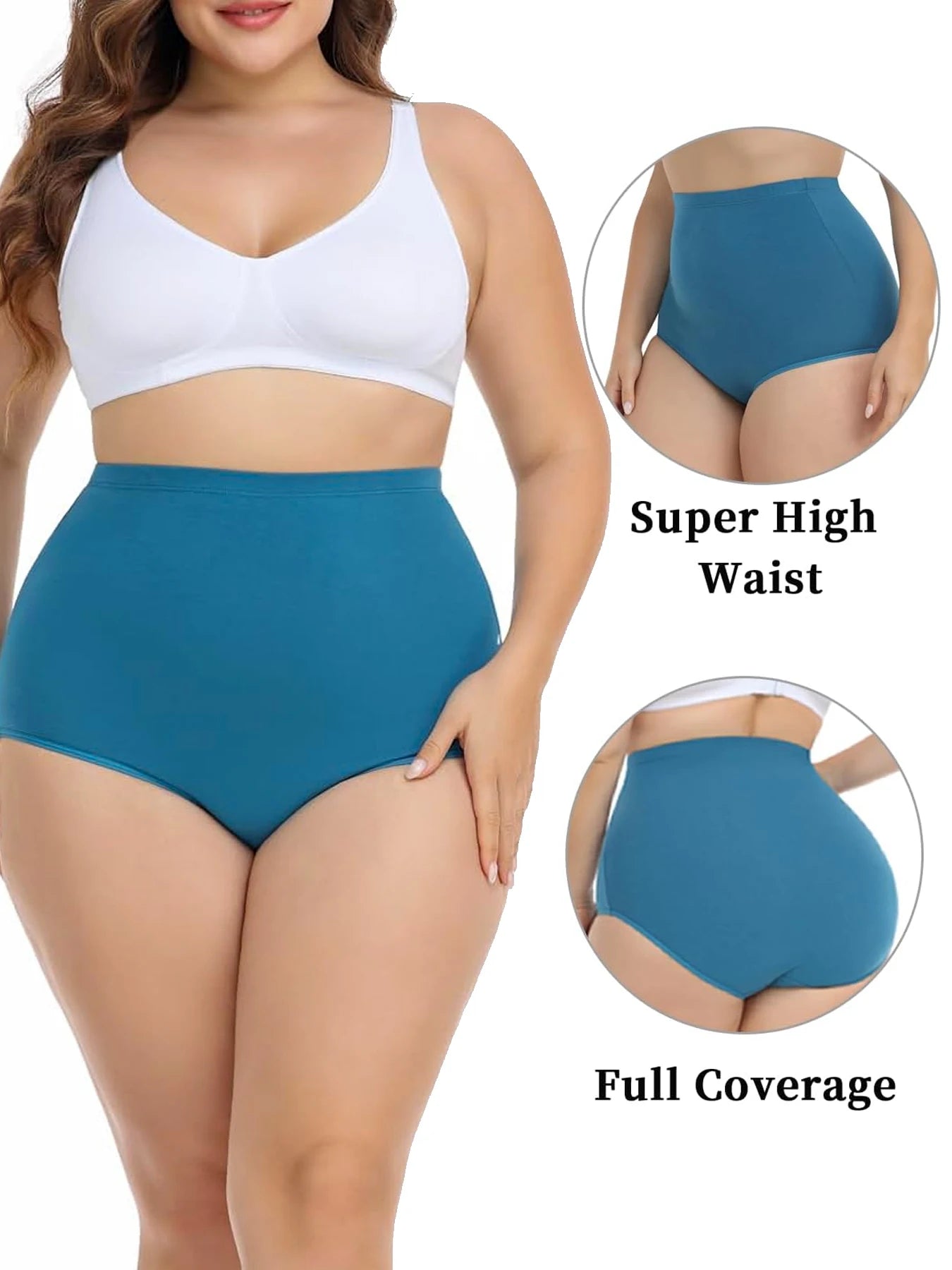 4PCS women's high waisted panties, women's solid color underwear, slightly shaping shapewear, women's Lingerie