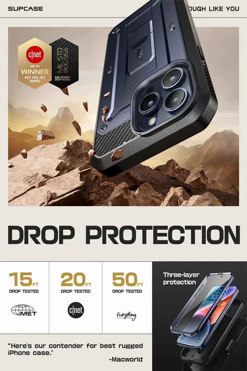 SUPCASE For iPhone 15 Pro Max Case 6.7" (2023) UB Pro Full-Body Rugged Heavy Duty Rugged Case with Built-in Screen Protector