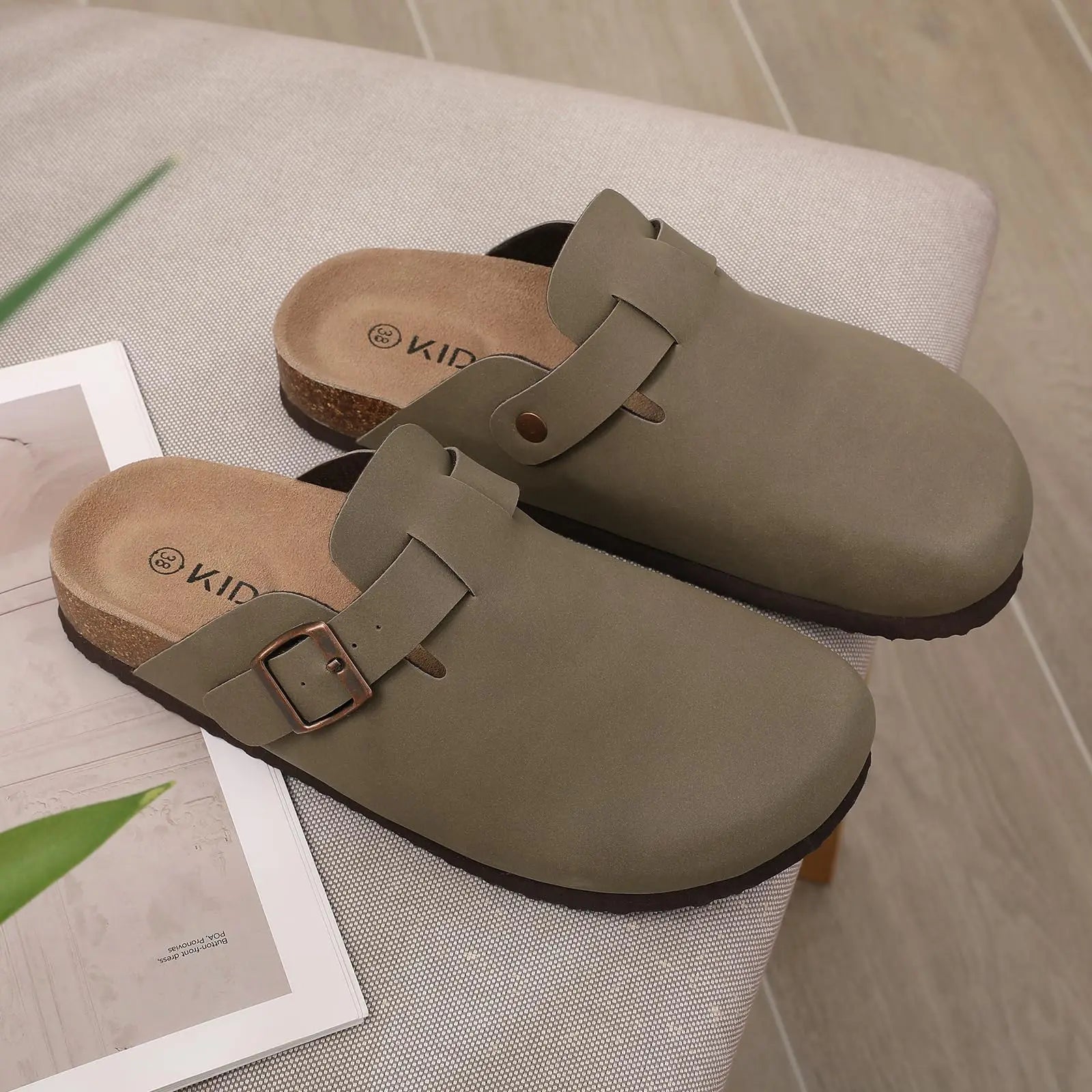 Asgard Women Men Suede Leather Clogs Slippers Fashion Unisex Cork Footbed Sandals Outdoor Antiskid Mules Shoes with Arch Support