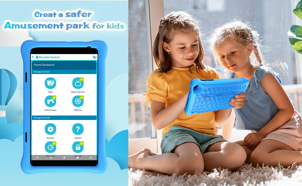 8 Inch Kid Tablet Android11 Learning Tablets Quad Core Processor 2GB+32GB 128GB Expansion 5000mAh Child Eye Protection With Case