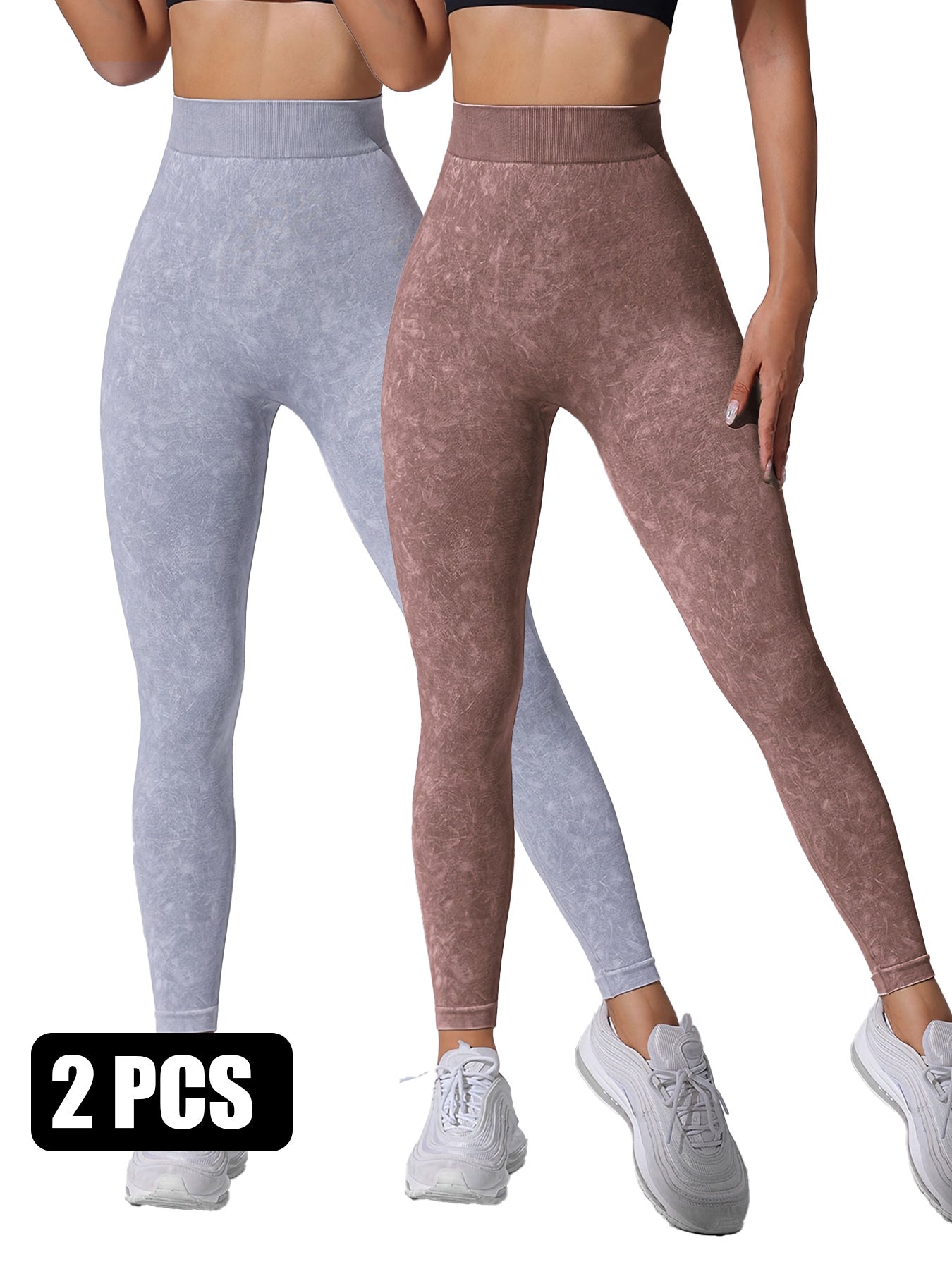 2PACK Sand-washed Seamless Yoga Pants
