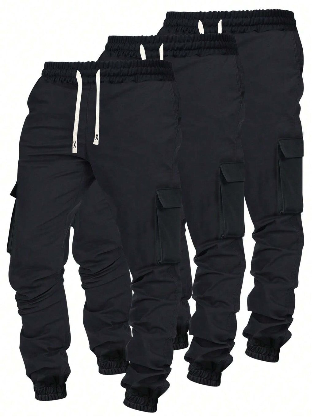 3Pcs/Set Spring and Autumn New Casual Sportswear Men'S Drawstring Waist Cargo Pants