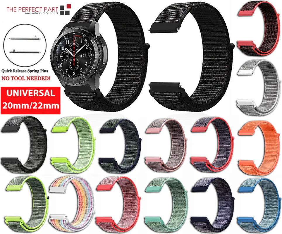20Mm 22Mm Woven Nylon Sport Loop Watch Band Strap Quick Release Spring Pins USA