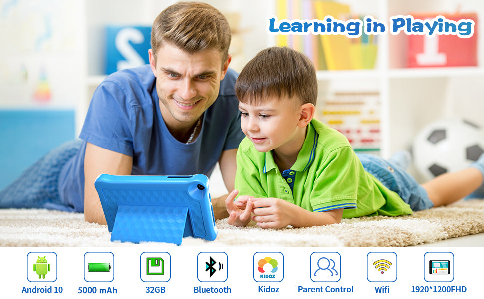 8 Inch Kid Tablet Android11 Learning Tablets Quad Core Processor 2GB+32GB 128GB Expansion 5000mAh Child Eye Protection With Case