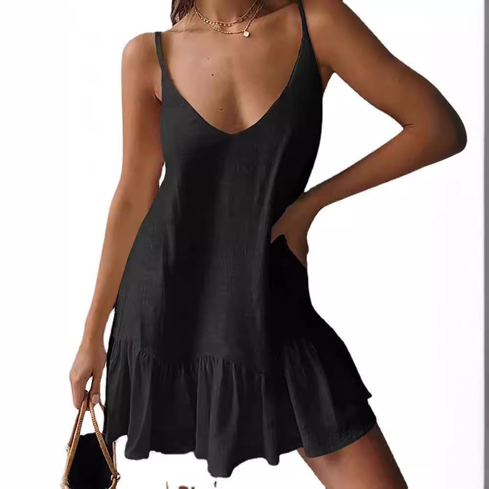 Women's Clothing Loose Casual Print V-neck Dress