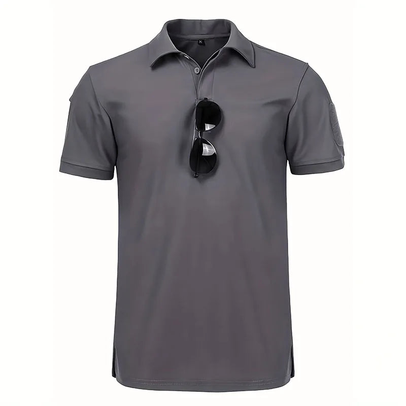 5Pcs Men's Summer Short Sleeve Lapel Shirt Breathable Quick-Drying T-Shirt For Hiking Sports Casual T-Shirt Can Hang Glasses