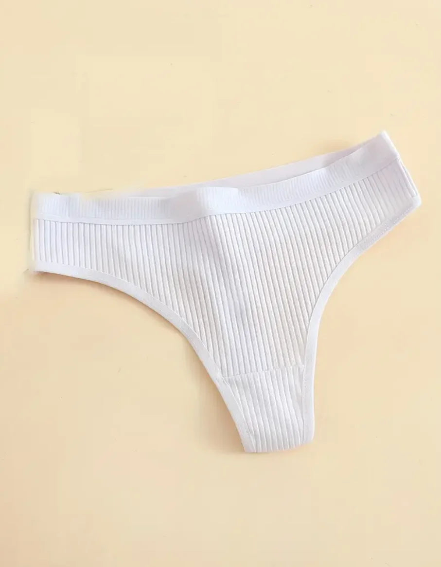6-Piece Seamless Ribbed Sports Thong, Breathable Comfortable Cotton Panties, Ladies Underwear and Underwear
