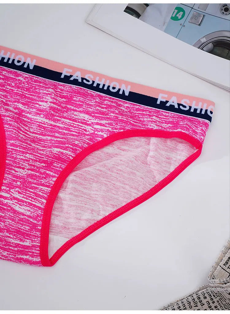 6PCS Low-Rise Letter Print Women's Underwear Set - Stretchy Cotton Blend Briefs with Trendy Decor, Comfy Sleep