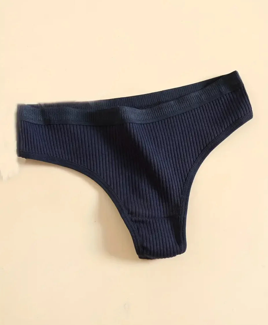 6-Piece Seamless Ribbed Sports Thong, Breathable Comfortable Cotton Panties, Ladies Underwear and Underwear