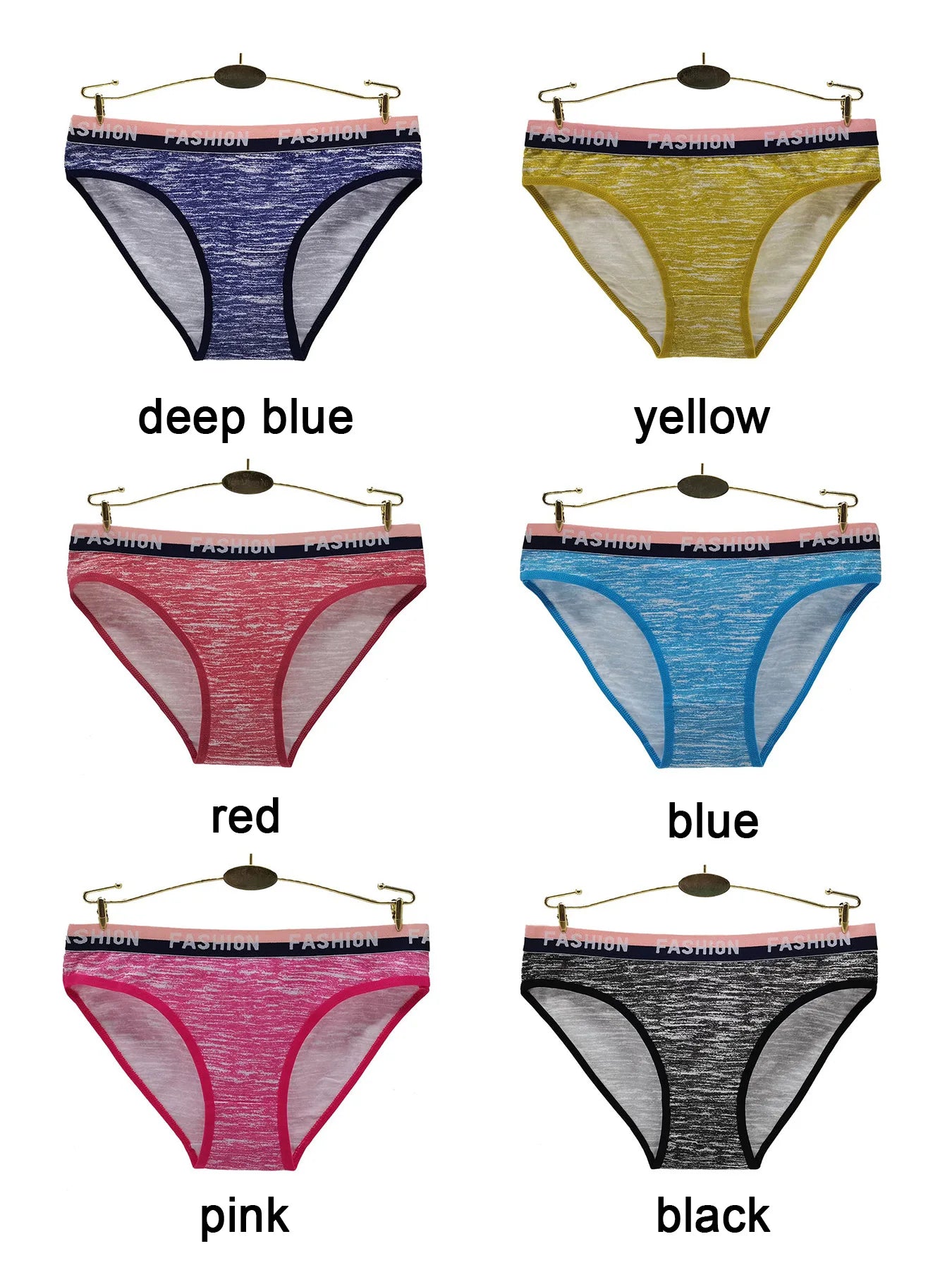 6PCS Low-Rise Letter Print Women's Underwear Set - Stretchy Cotton Blend Briefs with Trendy Decor, Comfy Sleep