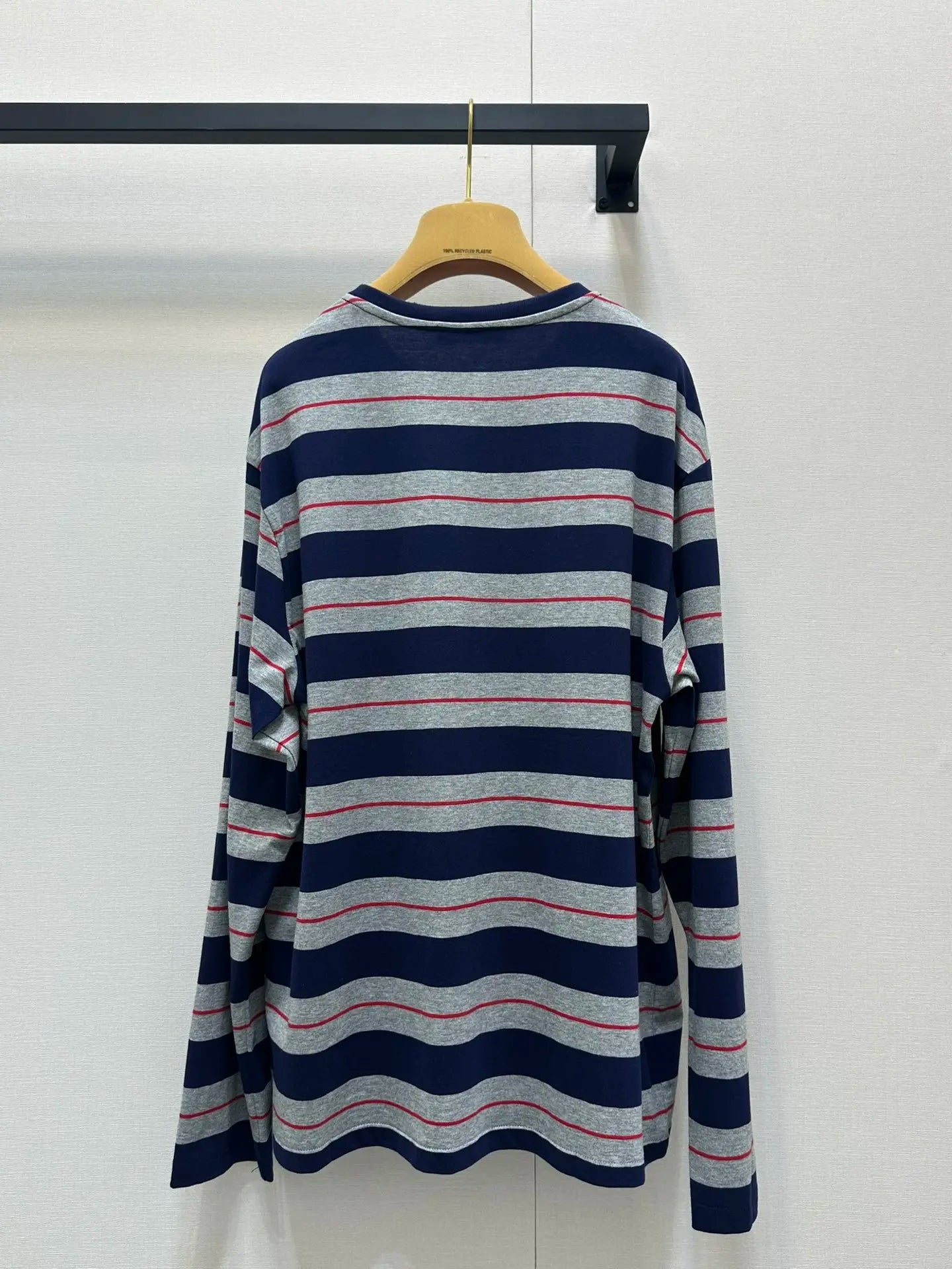 25 Summer Women's New Hooded Round Neck Long, Loose and Versatile, Striped Contrast Women's Long Sleeve Top