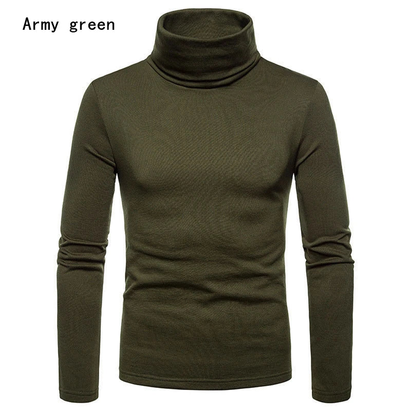 Autumn Winter Mens Turtleneck Sweaters Casual Thermal Long Sleeve Slim Fit Pullovers Stretch Basic Tops Sweatshirt Jumper TShirt