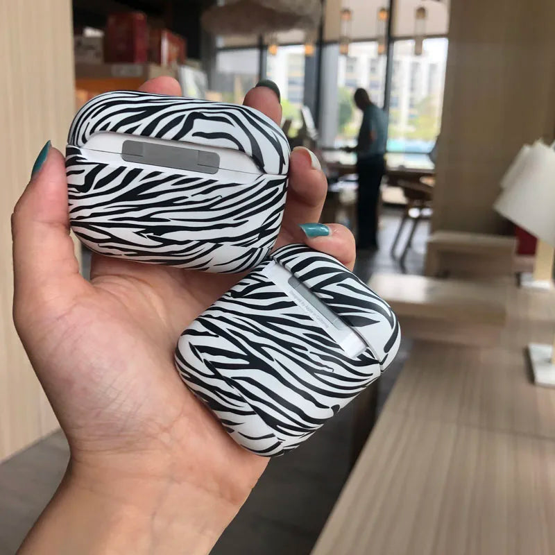 for Airpods Pro 1 2 Case Pink Leopard Airpods2 Zebra Print Split Design PC Cute Airpods Protector Accessories for Airpodspro 3