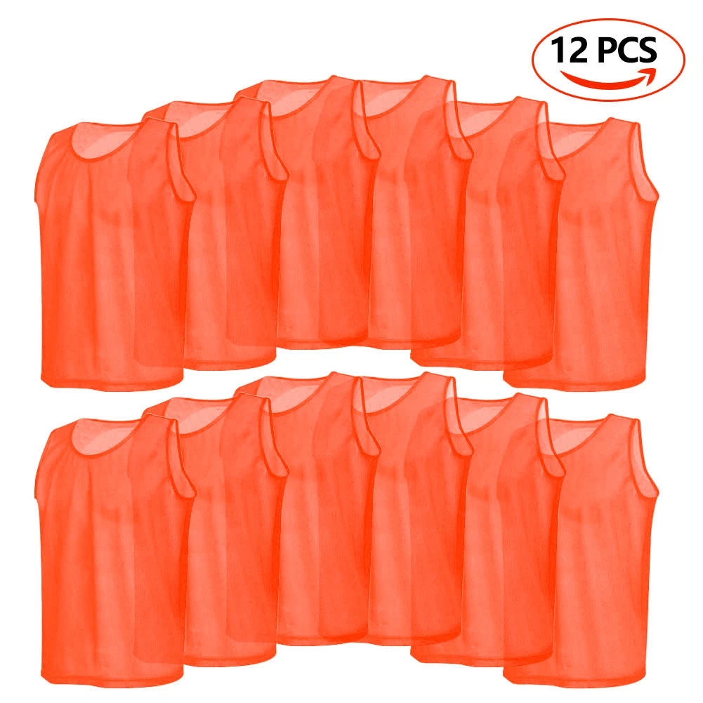 6/12 PCS Adults Children Soccer Training Vest Football Shirts Jerseys Scrimmage Practice Sports Vest Breathable Team Training
