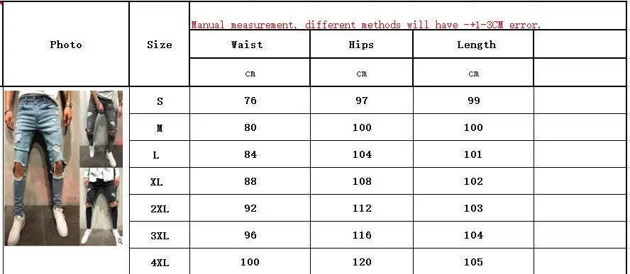 New Ripped jeans for men Fashion casual slim denim pencil pants Men's clothing trousers S-4XL Drop shipping