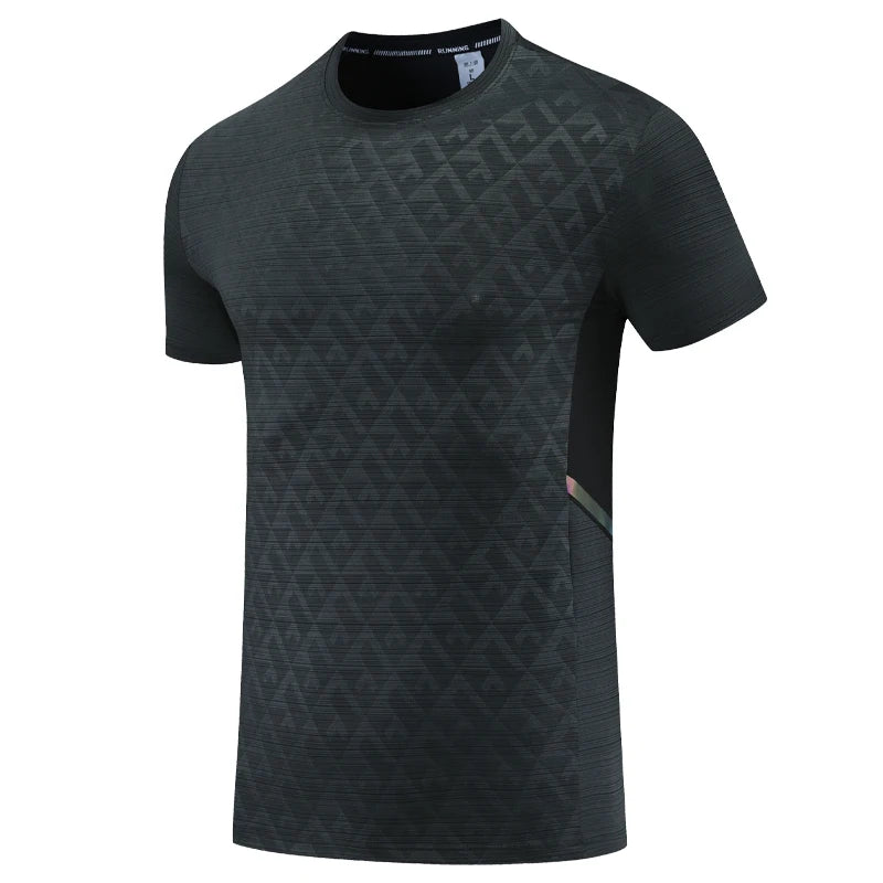 Man Fitness Short Sleeves Running Sport Men Gym Quick Dry Tshirts Fashion Mesh Reflective Summer Tee Print Soccer Jersey