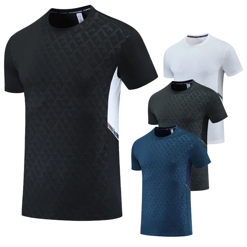 Man Fitness Short Sleeves Running Sport Men Gym Quick Dry Tshirts Fashion Mesh Reflective Summer Tee Print Soccer Jersey