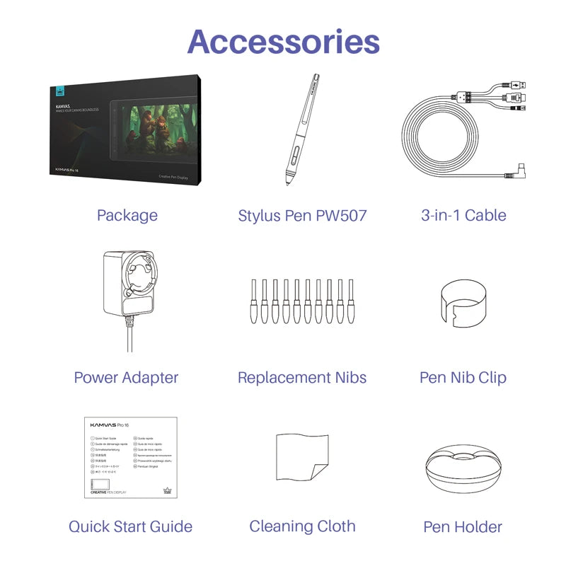 Huion Kamvas Pro 16 Drawing Pen Tablet 15.6 Inch 120% sRGB Digital Graphic Tablet Pen Display Monitor with Tilt Function