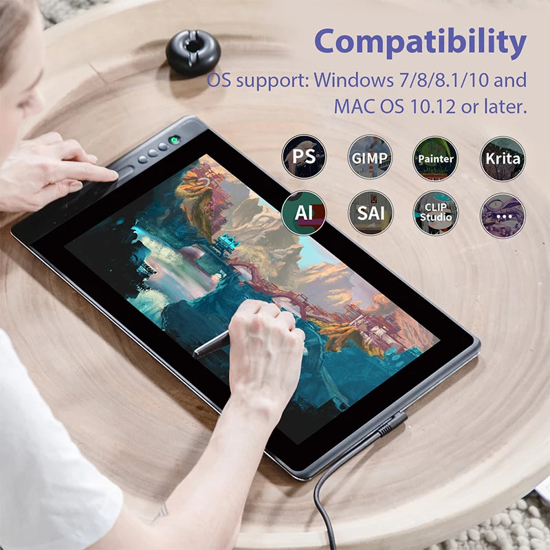 Huion Kamvas Pro 16 Drawing Pen Tablet 15.6 Inch 120% sRGB Digital Graphic Tablet Pen Display Monitor with Tilt Function