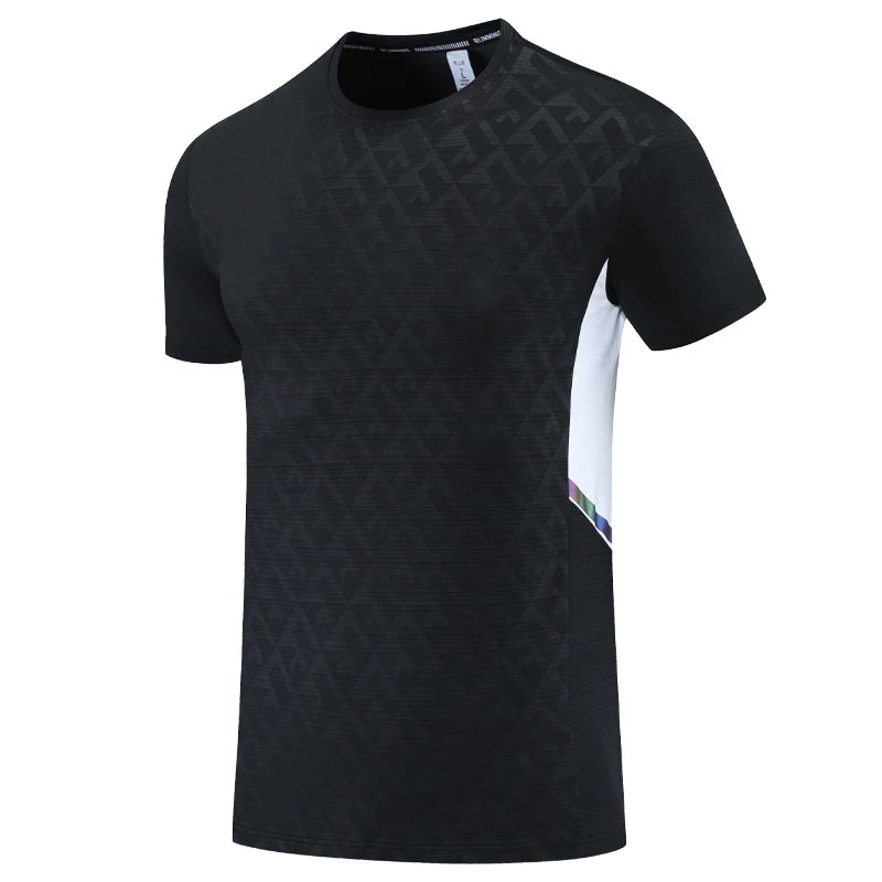 Man Fitness Short Sleeves Running Sport Men Gym Quick Dry Tshirts Fashion Mesh Reflective Summer Tee Print Soccer Jersey