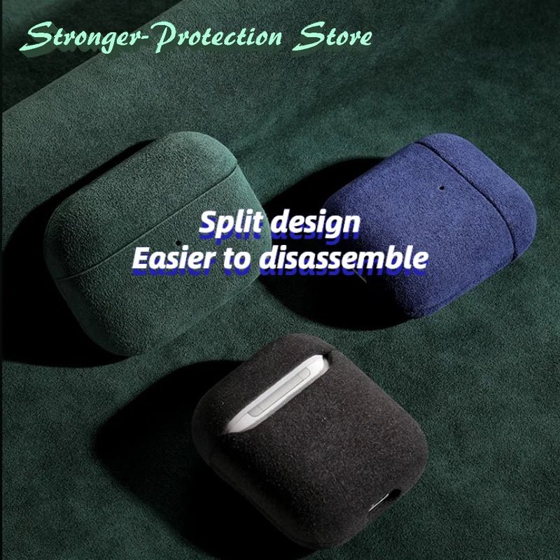 Italian Suede Leather Case For Airpods Pro 2 For Airpods Pro 3 Airpods 4 3 Case Luxury Artificial Leather All Inclusive Case