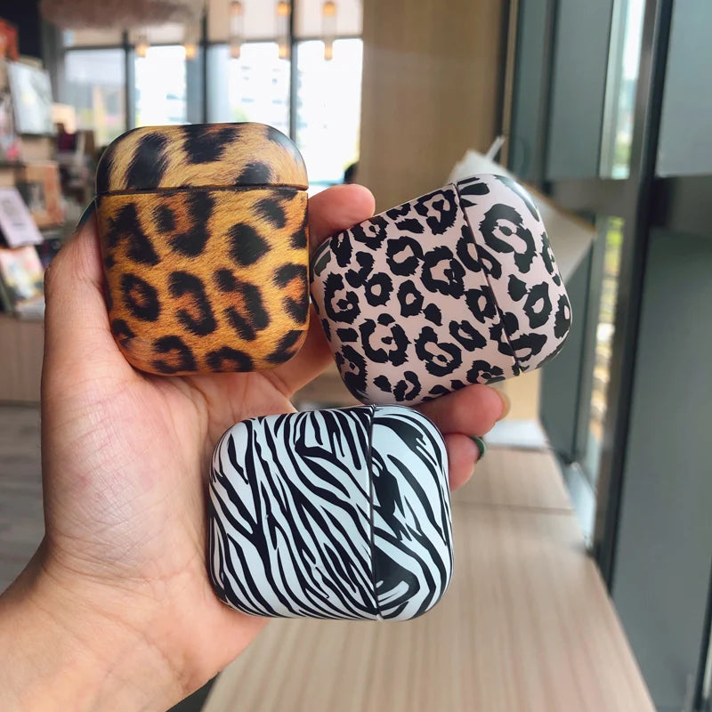 for Airpods Pro 1 2 Case Pink Leopard Airpods2 Zebra Print Split Design PC Cute Airpods Protector Accessories for Airpodspro 3