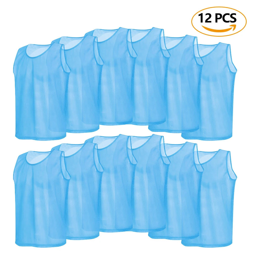 6/12 PCS Adults Children Soccer Training Vest Football Shirts Jerseys Scrimmage Practice Sports Vest Breathable Team Training