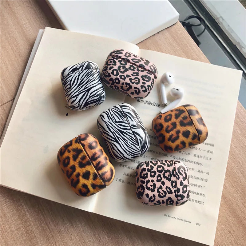 for Airpods Pro 1 2 Case Pink Leopard Airpods2 Zebra Print Split Design PC Cute Airpods Protector Accessories for Airpodspro 3