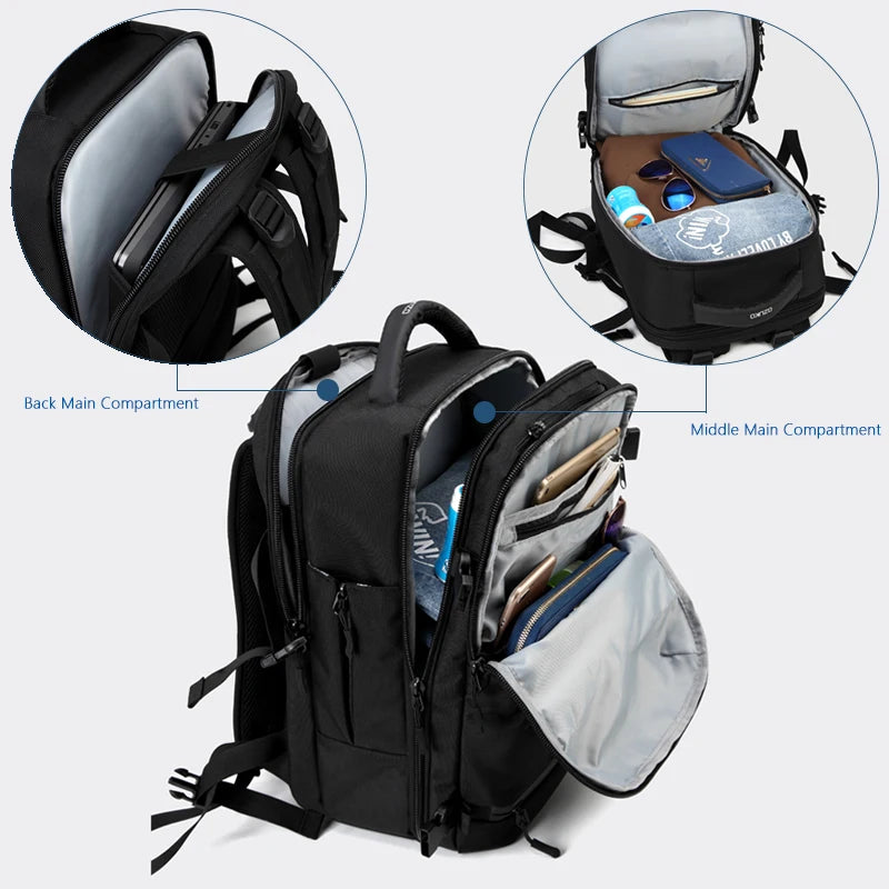 OZUKO New Men Backpack for 15"17" Laptop Backpacks Water Repellent Multifunction Bag USB Charging Travel Backpack Large Mochila