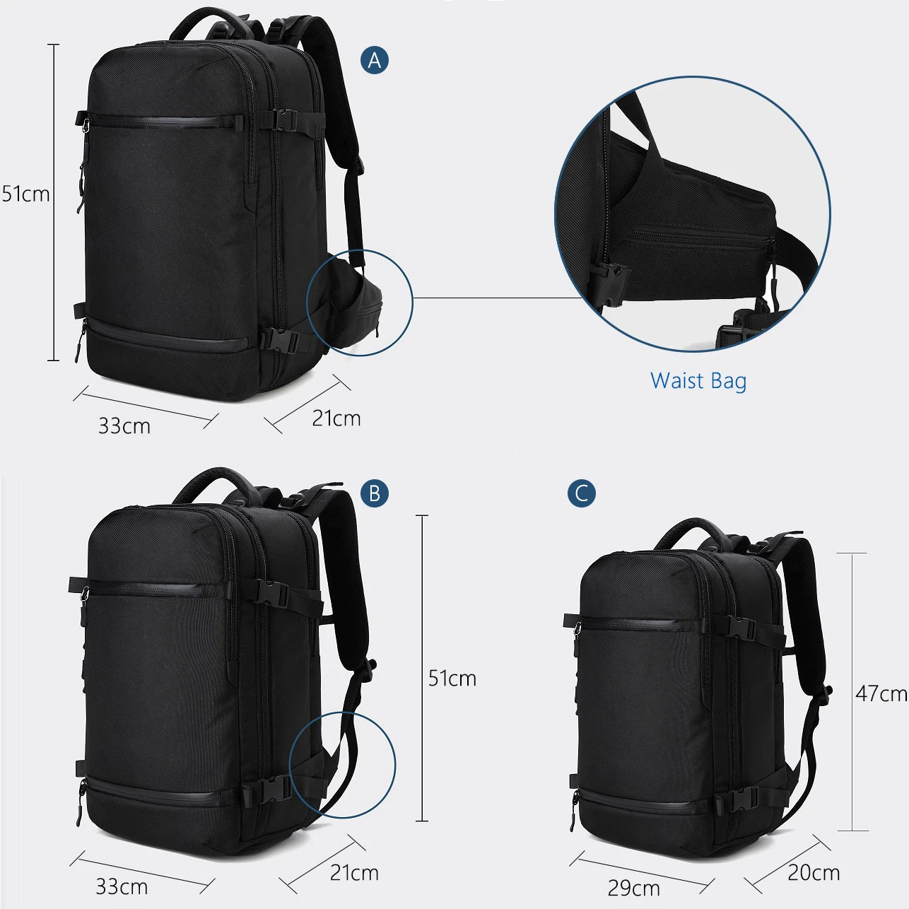OZUKO New Men Backpack for 15"17" Laptop Backpacks Water Repellent Multifunction Bag USB Charging Travel Backpack Large Mochila