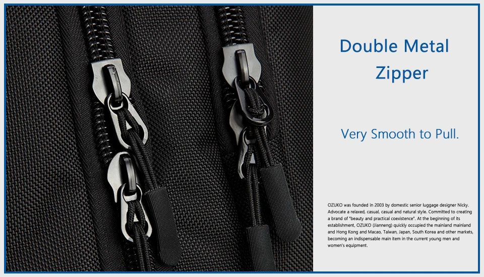 OZUKO New Men Backpack for 15"17" Laptop Backpacks Water Repellent Multifunction Bag USB Charging Travel Backpack Large Mochila