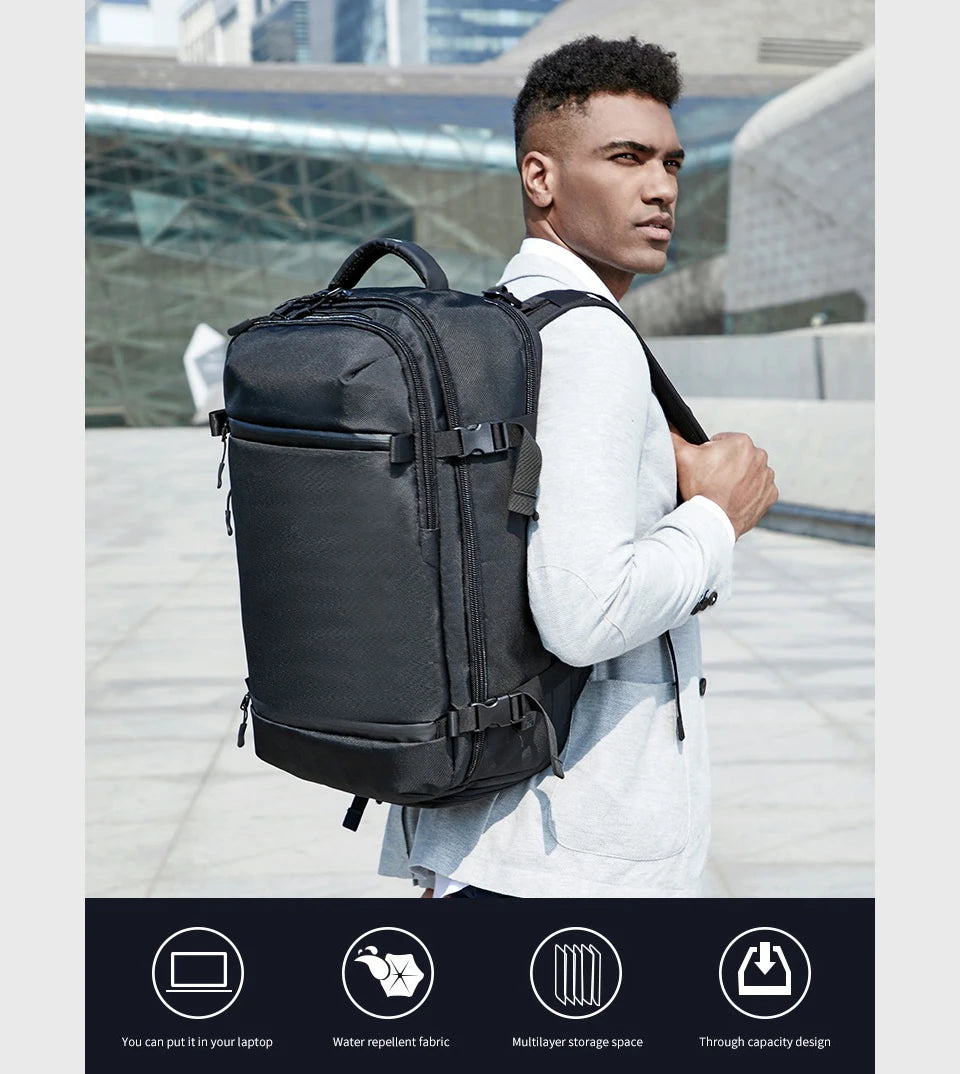 OZUKO New Men Backpack for 15"17" Laptop Backpacks Water Repellent Multifunction Bag USB Charging Travel Backpack Large Mochila