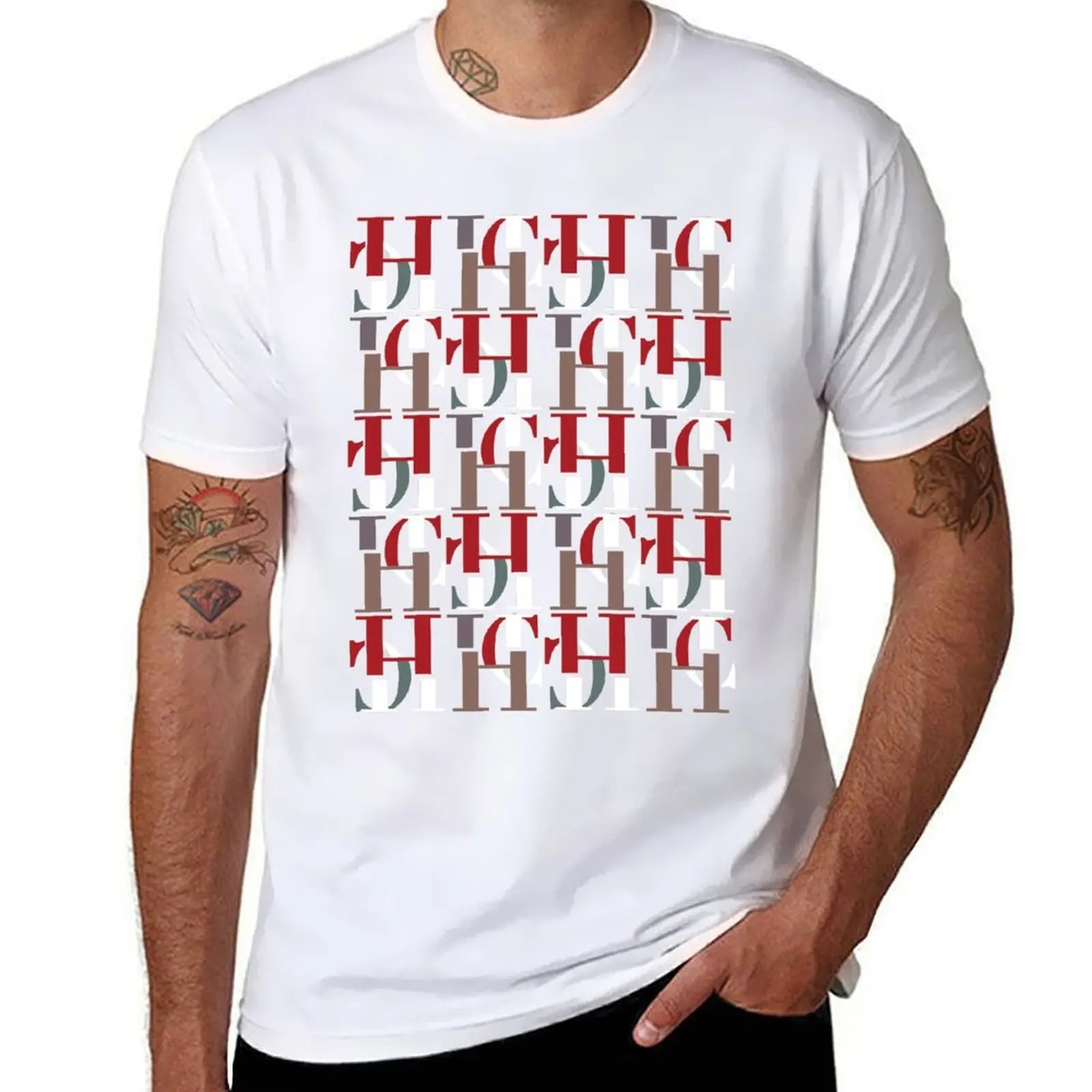 2024 New Digital Print Super Elastic Casual Short-Sleeved Men's Daily Party Home Social T-Shirt Solid Color Vintage Streetwear