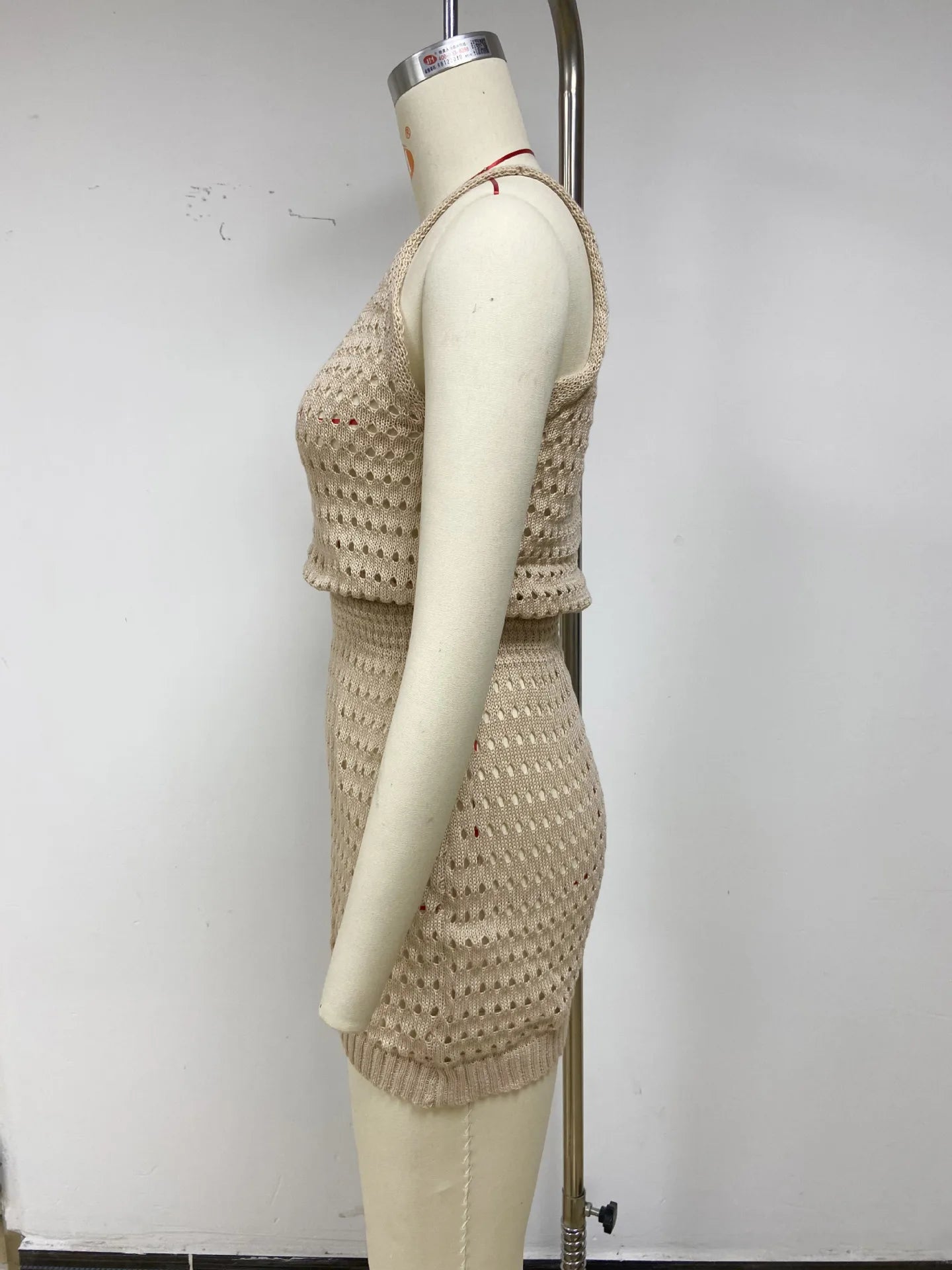 Summer Hollow Out Knitting Mini Spaghetti Strap Dresses Women Sexy V-neck Backless Vacation Beach Dress Casual Beachwear Vestido